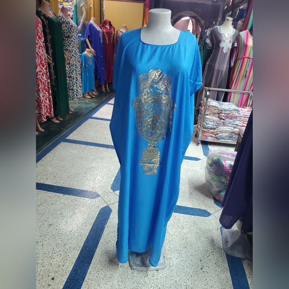 Brand new Blue dress with gold Hamsa one size